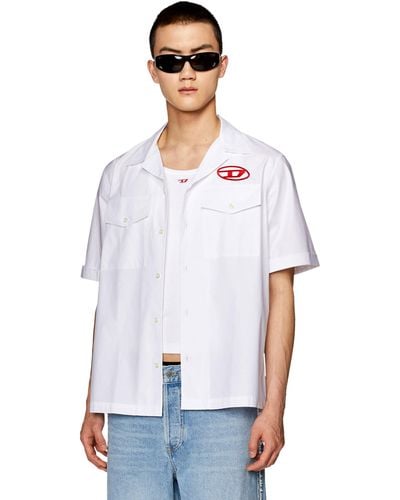 DIESEL Camicia bowling con logo ricamato - Bianco