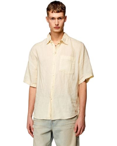 DIESEL Short-sleeve Linen Shirt - Natural