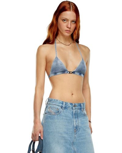 DIESEL Bra Top In Indigo Cotton Knit - Blue