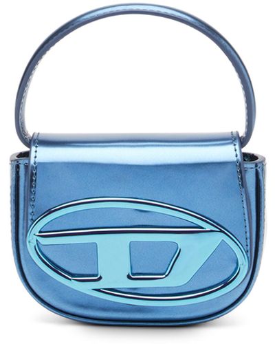 DIESEL 1DR-XS-S-Ikonische Mini-Tasche aus Leder in Spiegeloptik - Blau