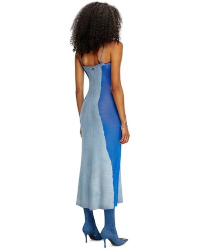 DIESEL Midi Slip Dress In Devoré Knit - Blue
