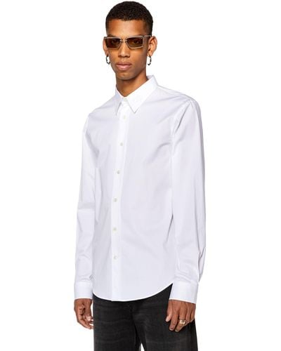 DIESEL Micro-twill Shirt With Tonal Embroidery - White