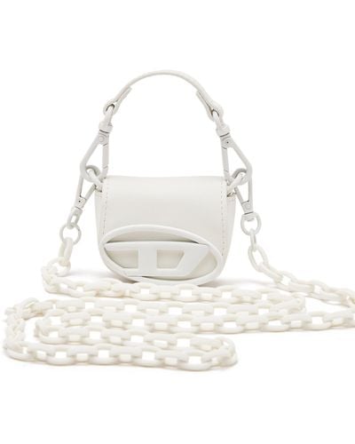 DIESEL Iconic Micro Bag Charm In Matte Leather - White