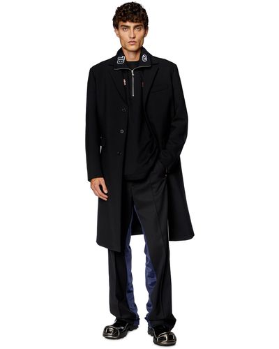 DIESEL Manteau hybride en laine fraîche et jersey - Noir