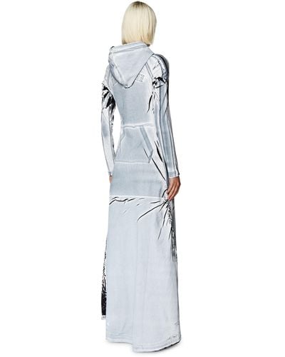 DIESEL Hoodie Dress With Shadowy Over Print - White