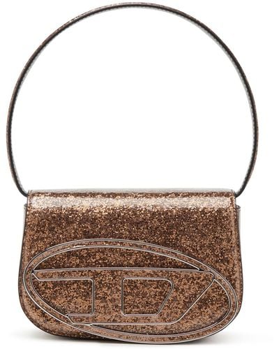 DIESEL Iconic Shoulder Bag With Macro Glitter - Brown