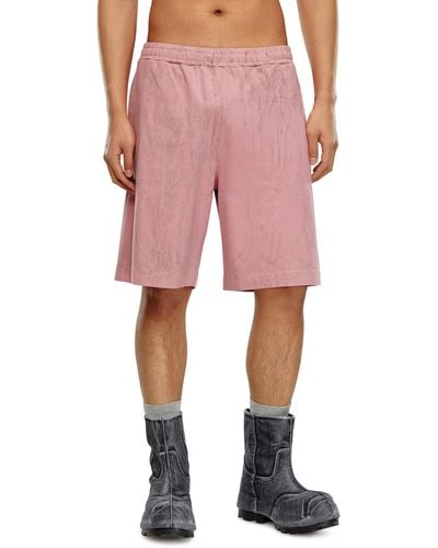 DIESEL Jersey Shorts With Cracked Effect - Pink