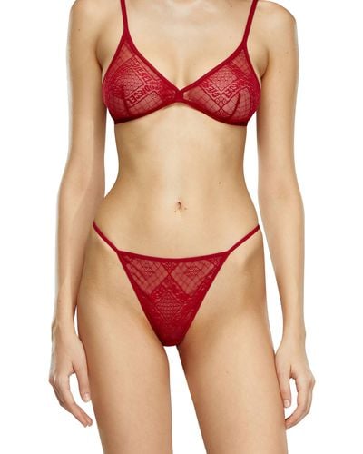 DIESEL Thong In Stretch Logo Lace - Red