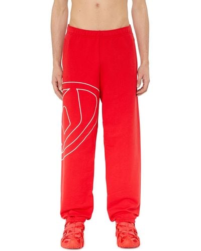 DIESEL Pantalon de survêtement avec maxi logo D - Rouge