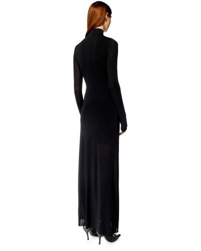 DIESEL Long Turtleneck Dress With Draped Panel - Black