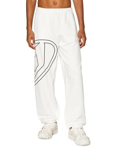 DIESEL Pantaloni sportivi con maxi logo oval D - Bianco