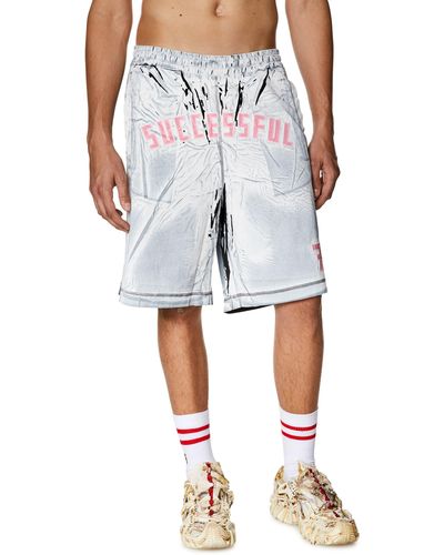 DIESEL Sweat Shorts With Shadowy Overprint - Blue