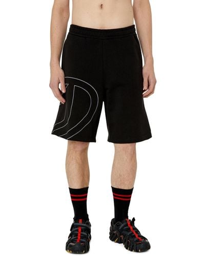 DIESEL Sweat Shorts With Maxi D Logo - Black