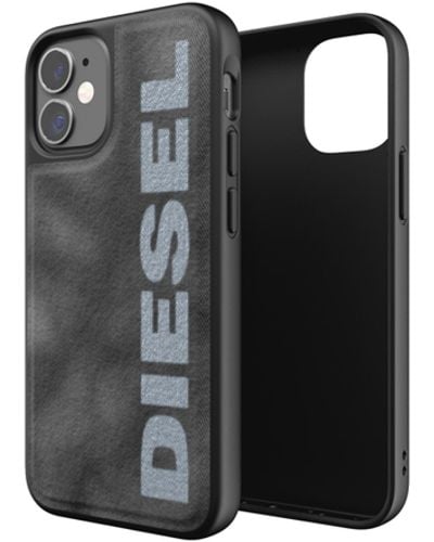 DIESEL Coque moulée en denim for i Phone 12 mini - Noir
