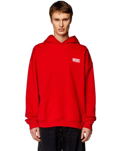 DIESEL Oversized Hoodie With Logo Patch - Red
