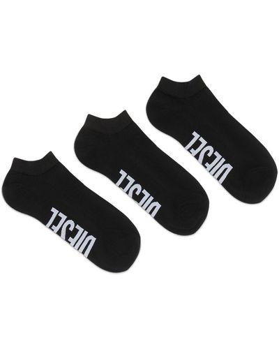 DIESEL Set di tre paia di calzini low-cut con logo - Nero