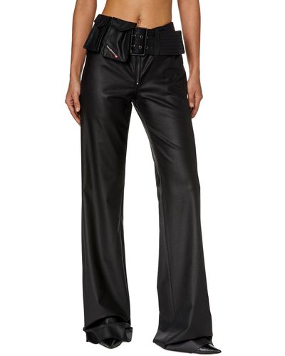 DIESEL Belted Wool Pants With Utility Pockets - Black