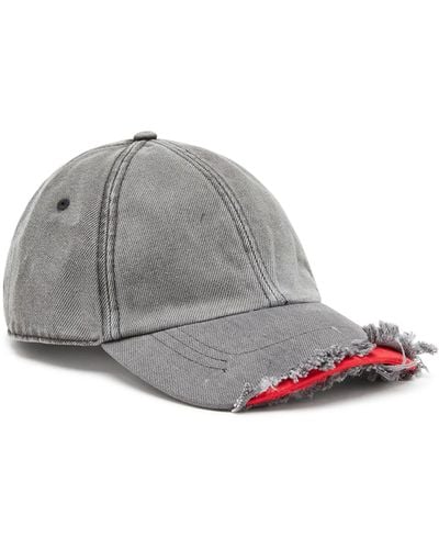 DIESEL Baseball Cap With Destroyed Peak - Grey