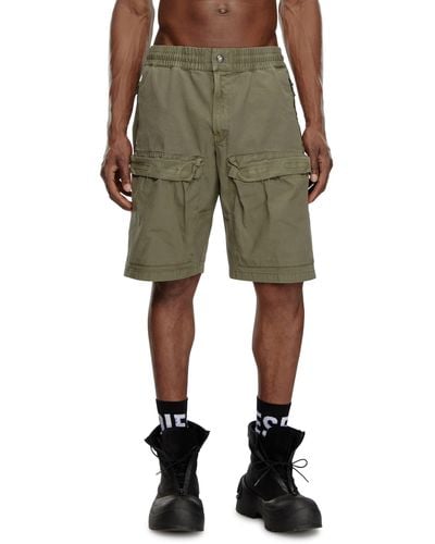 DIESEL Cargo Shorts In Faded Organic Cotton - Green