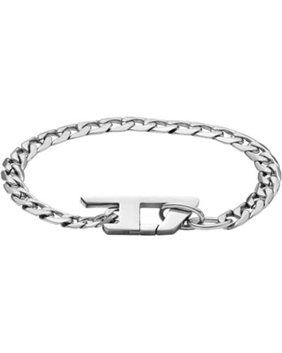 DIESEL Stainless Steel Chain Bracelet - White