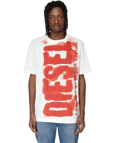 DIESEL T-shirt With Bleeding Logo Print - Red