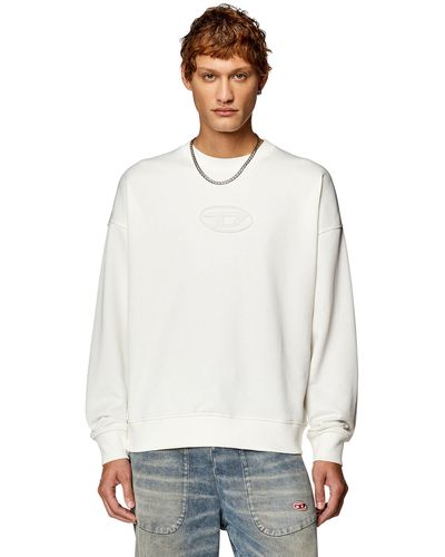 DIESEL Sweatshirt With Embossed Oval D Logo - White