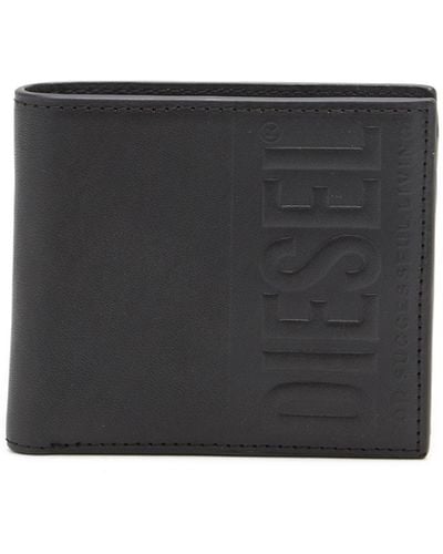 DIESEL Leather Bi-fold Wallet With Embossed Logo - Black