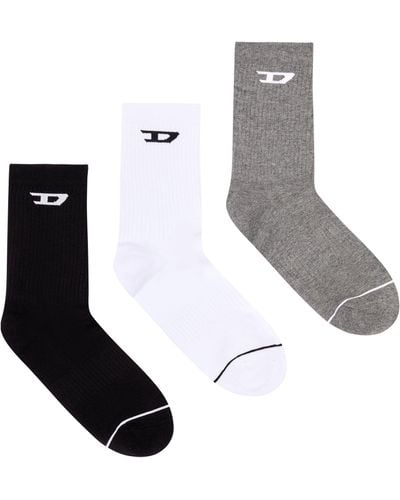 DIESEL Three-pack Socks With Jacquard D - White