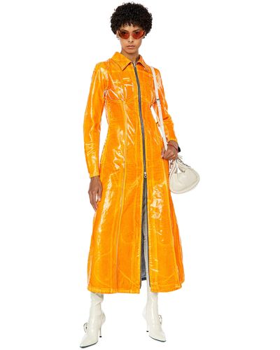 DIESEL Denim Coat With Jelly-effect Coating - Orange