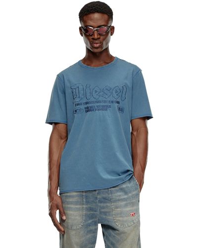 DIESEL Faded T-shirt With Tonal Embroidery - Blue