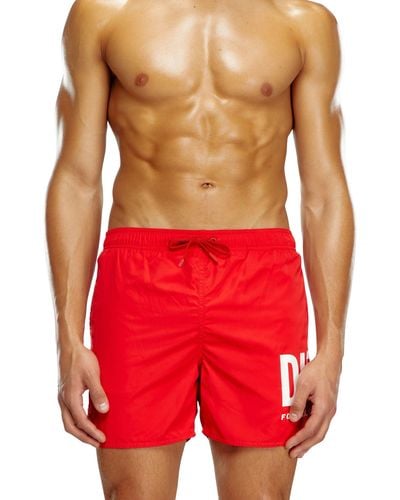 DIESEL Bade-Shorts mit großem Logo-Print - Rot