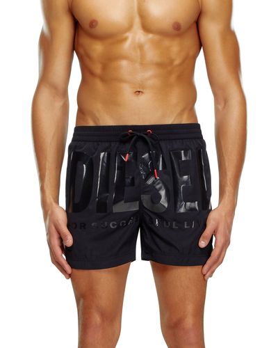 DIESEL Pantaloncini da mare con logo in tono - Nero