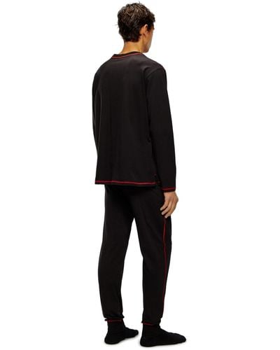 DIESEL Long Pyjamas With Contrast Stitching - Black