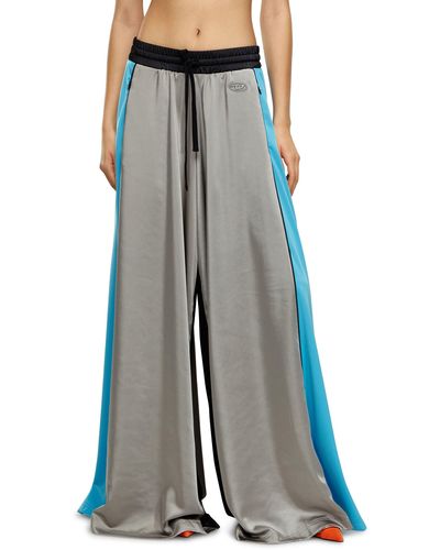 DIESEL Palazzo Pants In Satin And Double Knit - Blue