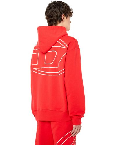 DIESEL Hoodie With Back Maxi D Logo - Red