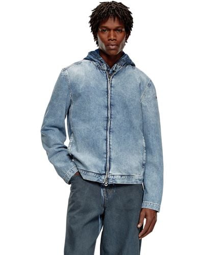 DIESEL Zipped Jacket In Denim - Blue