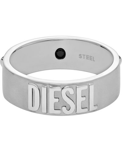 DIESEL Stainless Steel Band Ring - White