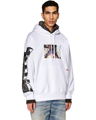 DIESEL Oversized Hoodie With Photo Print - White