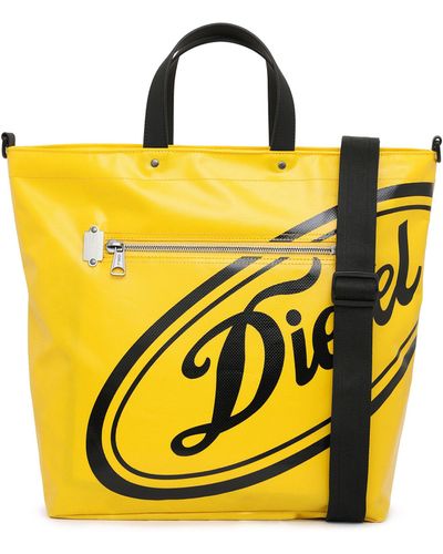 DIESEL Shoppertasche aus Zeltstoff mit Vintage-Logo - Gelb