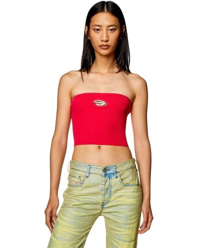 DIESEL Tube Top With Logo Plaque - Red