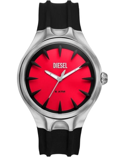 DIESEL Orologio Streamline con cinturino in silicone nero - Rosso