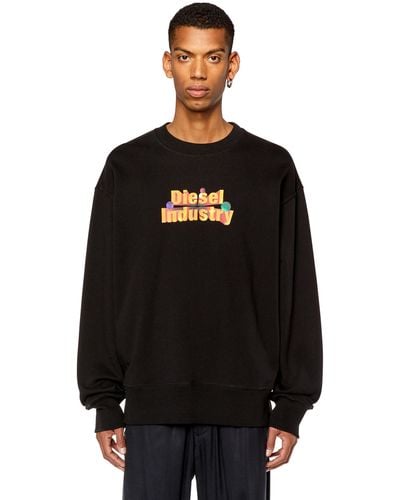 DIESEL Oversized Sweatshirt With Slogan Print - Black
