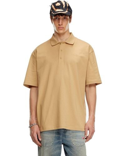 DIESEL Polo Shirt With Maxi Oval D Embroidery - Natural