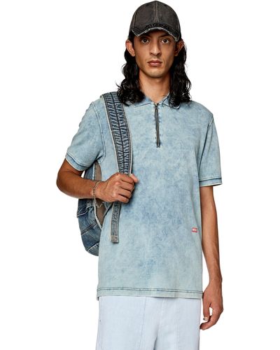 DIESEL Polo Shirt In Faded Piqué - Blue