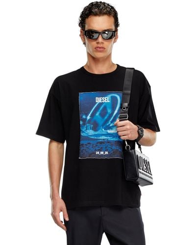 DIESEL Long-sleeve T-shirt With Printed Patch - Black