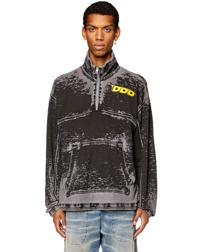 DIESEL Oversized Burnout Half-zip Sweatshirt - Black