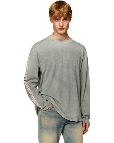 DIESEL Acid-wash Long-sleeve T-shirt - Grey
