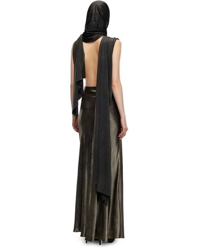 DIESEL Long Satin Skirt With Scarf Panels - Black
