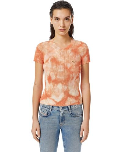 DIESEL Top in maglia metallizzata con effetto trattato - Arancione