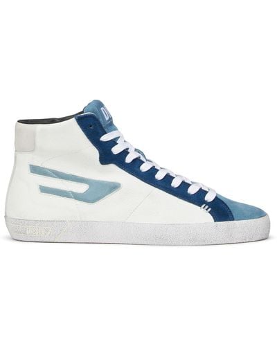 DIESEL Tressed High-top Trainers With D Logo - Blue